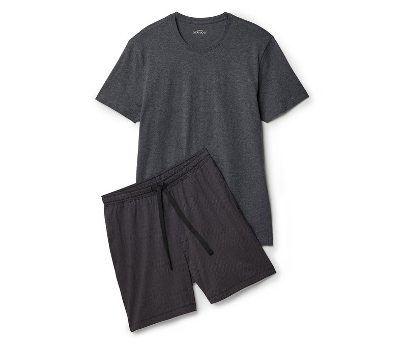 Tchibo - Shorty-Pyjama-Set - Herren - Gr. L - anthrazit/print