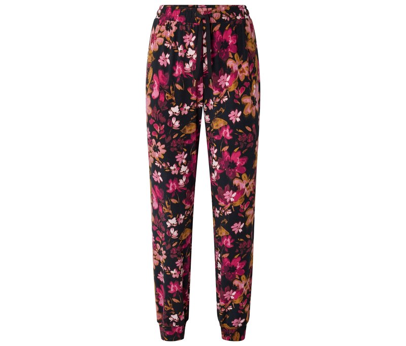 Tchibo - Pyjamahose - Damen - Gr. M - schwarz/geblümt