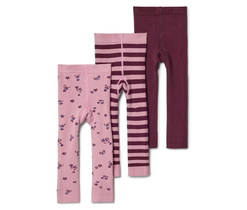 Tchibo - 3 Kinder Frottee-Strickleggings - Mädchen - Gr. 110/116 - blau/jacquard