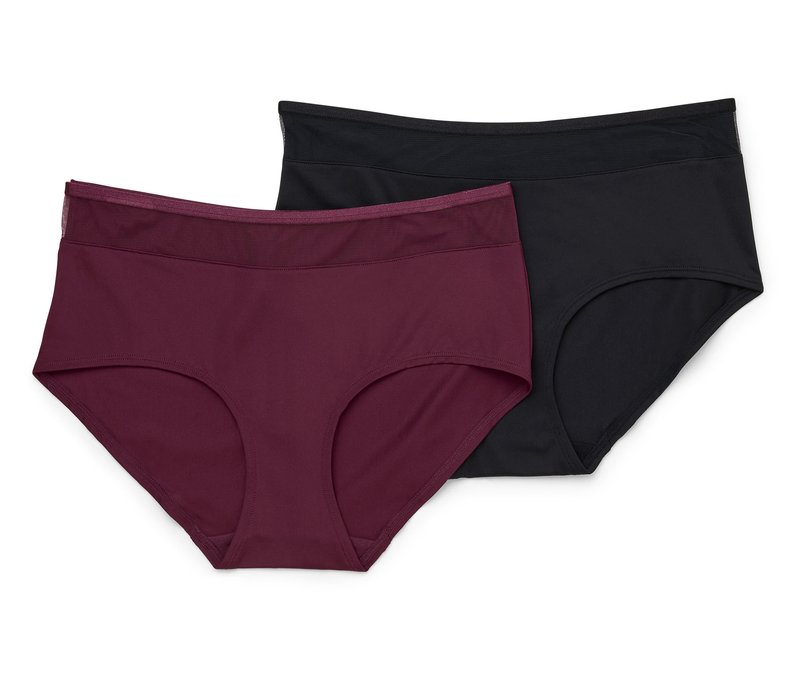 Tchibo - 2 Midwaist-Pantys mit Mesh-Einsatz - Damen - Gr. L - schwarz