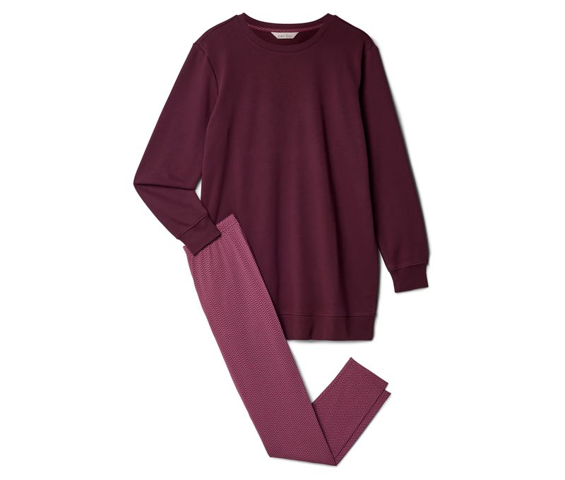 Tchibo - Leggings-Pyjama-Set - Damen - Gr. L - weinrot/print