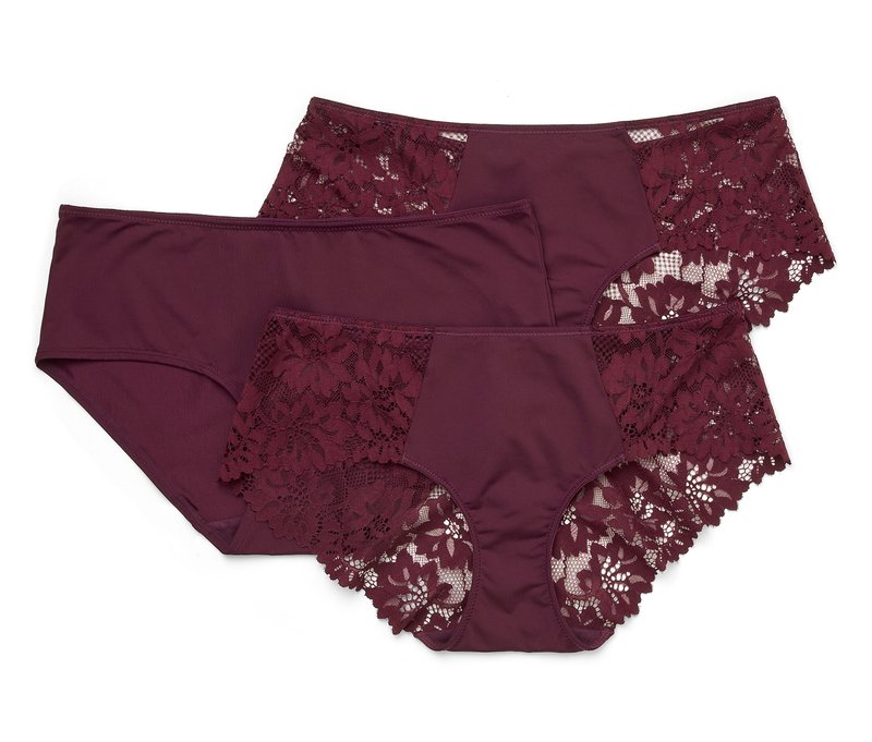 Tchibo - 3 Pantys - Damen - Gr. XL - weinrot