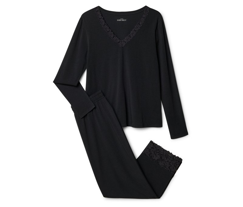 Tchibo - Pyjama-Set - Damen - Gr. S - schwarz