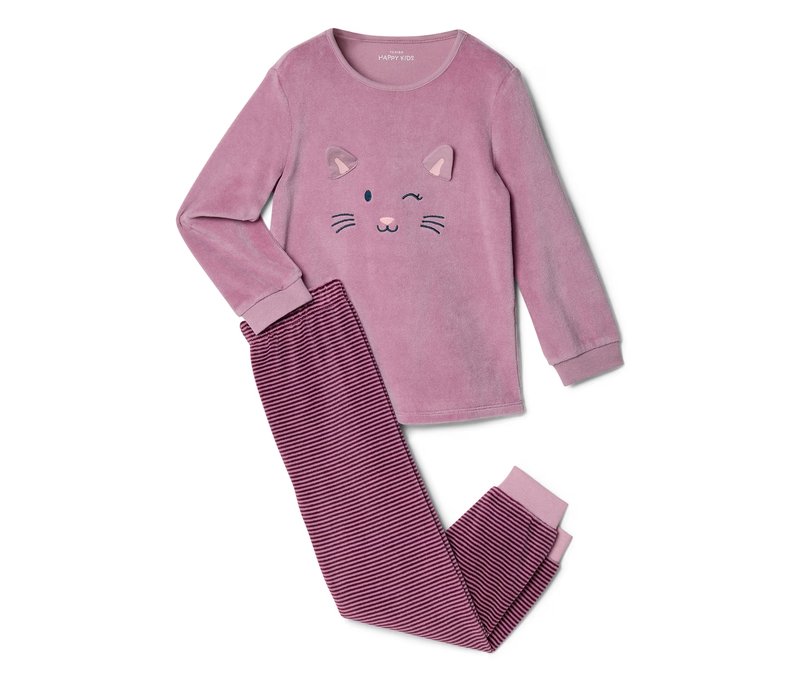 Tchibo - Kinder-Nicki-Pyjama - Mädchen - Gr. 134/140 - rosa/print