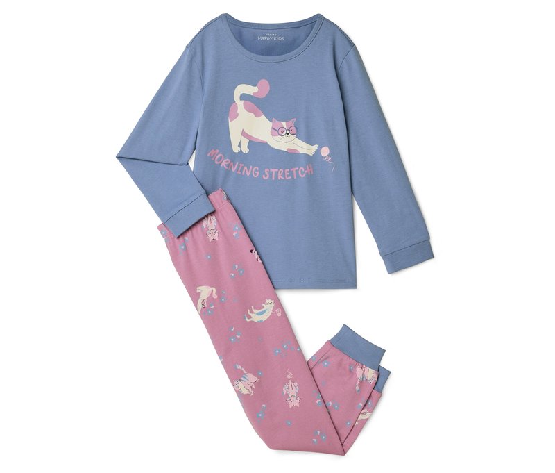 Tchibo - Kinder-Pyjama - Mädchen - Gr. 134/140 - blau/print