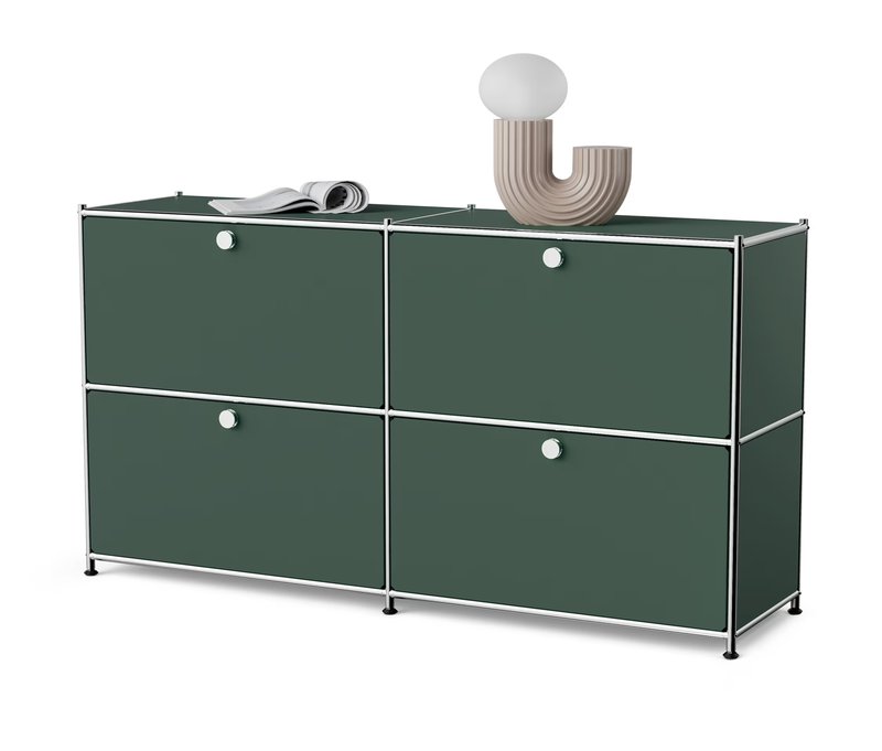 Tchibo - Sideboard Metall »Cn3« mit 4 Klappenfächern - 152x40x82,5cm - olivgrün -