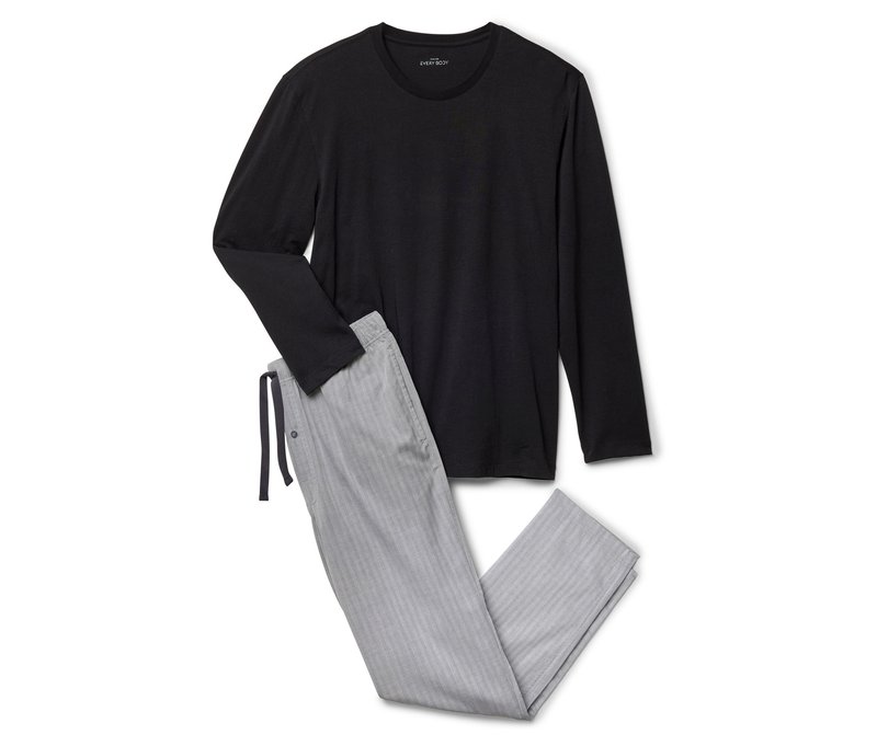 Tchibo - Pyjama-Set mit gewebter Hose - Herren - Gr. L - schwarz/print