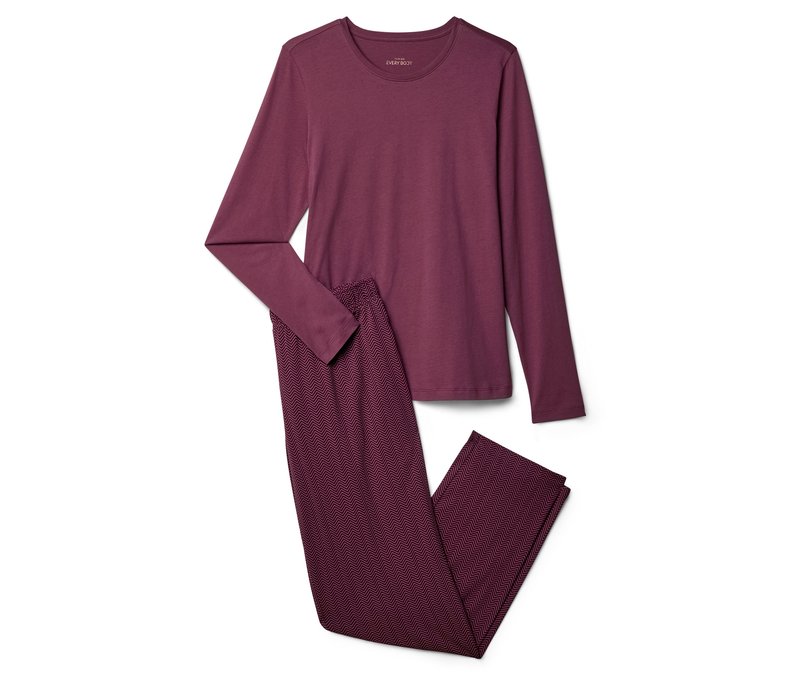 Tchibo - Pyjama-Set - Damen - Gr. M - weinrot/print