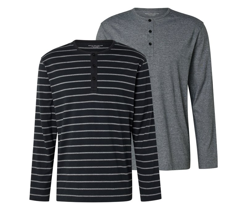 Tchibo - 2 Pyjama-Shirts - Herren - Gr. XL - schwarz/gestreift