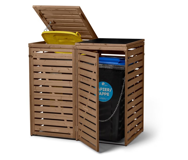 Tchibo - 2er-Mülltonnenbox mit vielseitigen Stellmöglichkeiten - 132x84x126cm - schwarz -