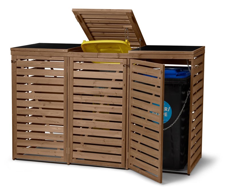 Tchibo - 3er-Mülltonnenbox mit vielseitigen Stellmöglichkeiten - 197x84x126cm - schwarz -