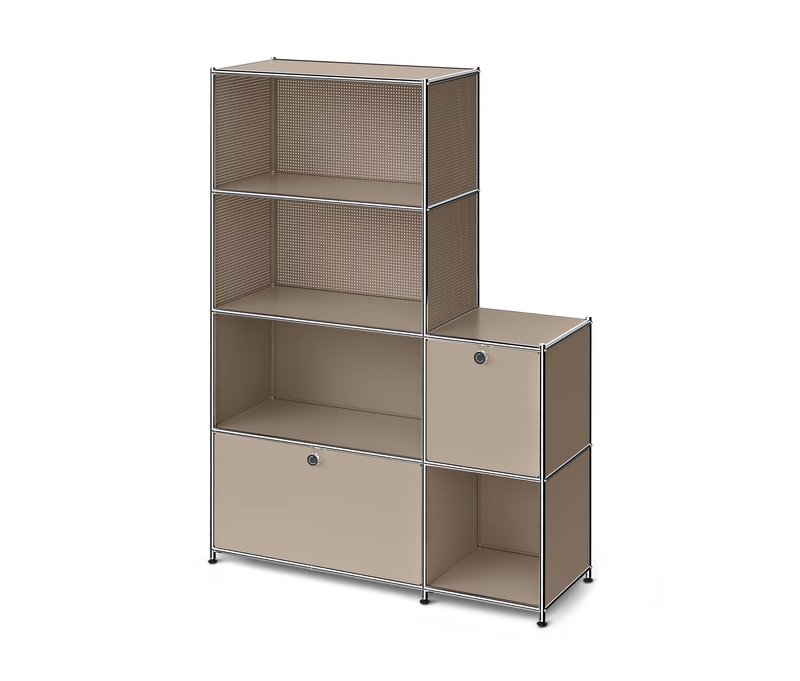 Tchibo - Regal Metall »Cn3« mit 2 Klappenfächern - 117x40x158,5cm - taupe -