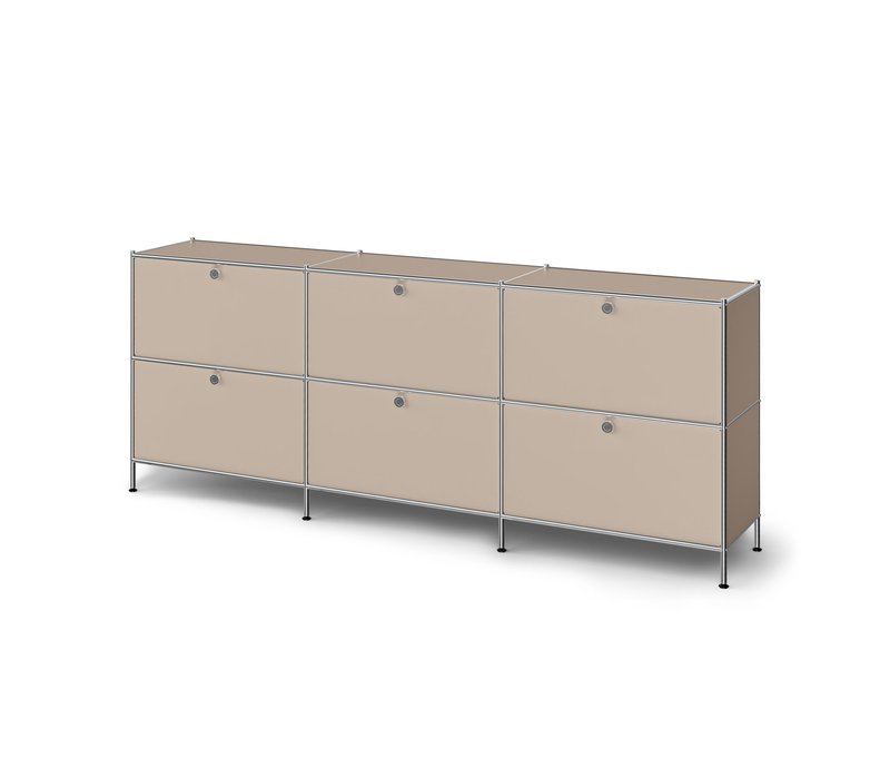 Tchibo - Sideboard Metall »Cn3« mit 6 Klappenfächern - 227x40x89,5cm - taupe -