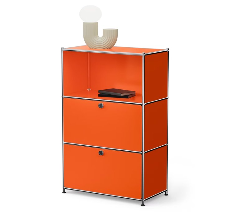 Tchibo - Kommode Metall »Cn3« mit 2 Klappenfächern - 77x40x120,5cm - orange -