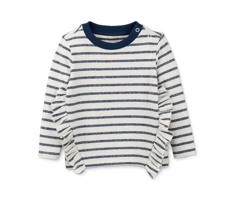 Tchibo - Sweatshirt mit Glitzerdetails - Mädchen - Gr. 122/128 - silber/gestreift