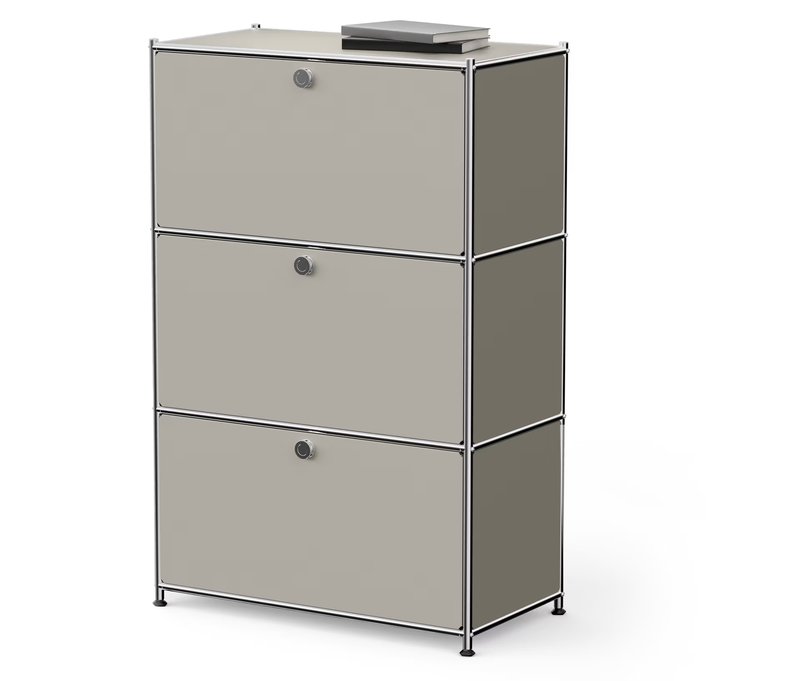 Tchibo - Kommode Metall »Cn3« mit 3 Klappenfächern - 77x40x120,5cm - hellgrau -