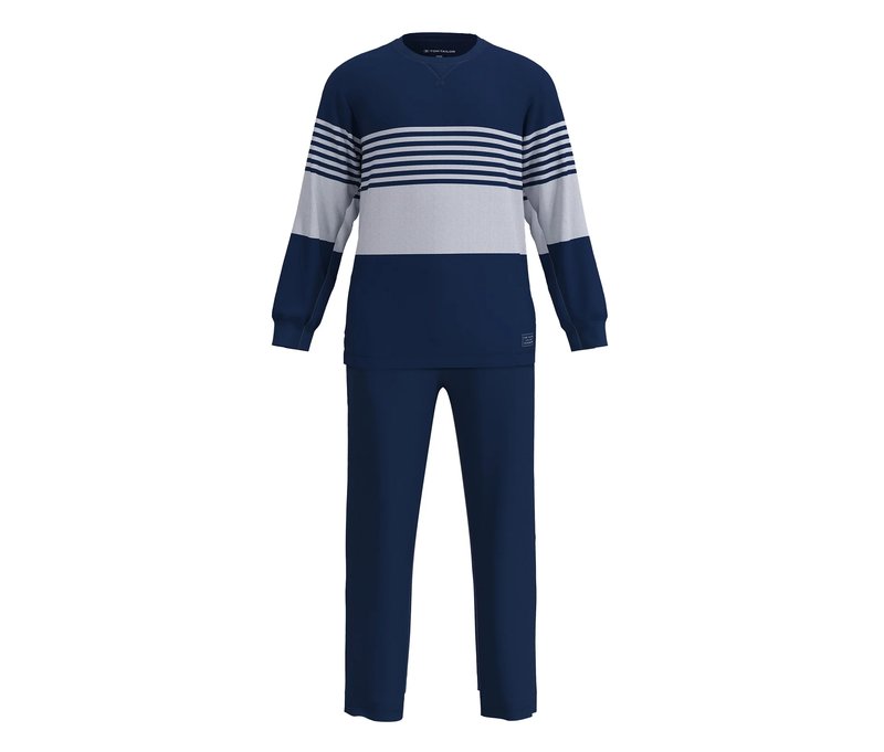 Tom Tailor Pyjama »Toledo« - Herren - Gr. M - blau/gestreift