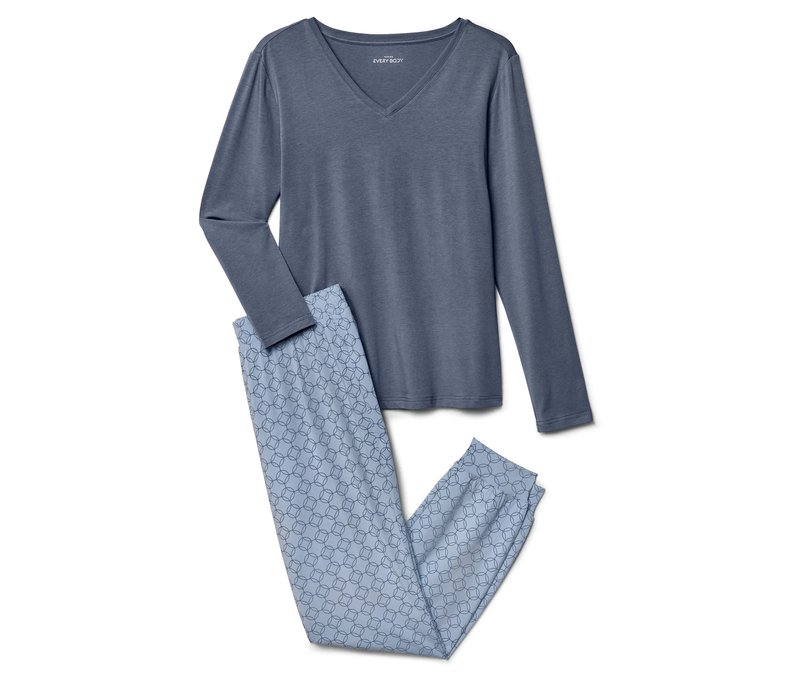 Tchibo - Pyjama-Set - Damen - Gr. XL - blau/print
