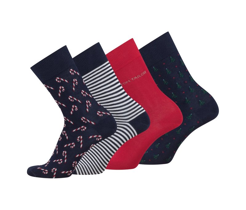 4 Paar Tom Tailor Socken »Xmas Box« - Unisex - Gr. 35-38 - mehrfarbig/print