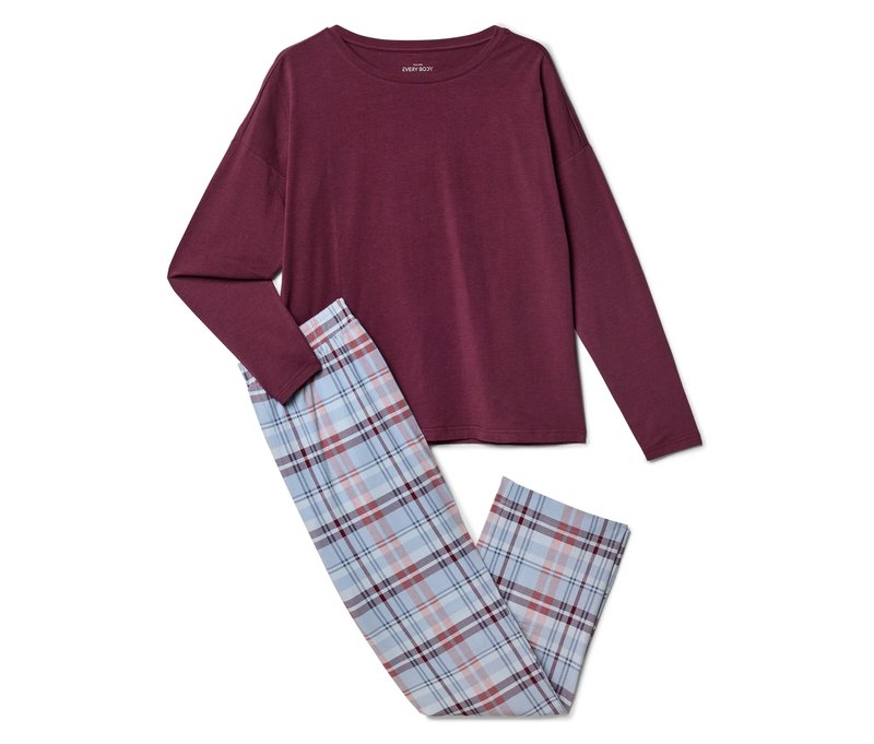 Tchibo - Pyjama-Set - Damen - Gr. M - bordeaux/kariert