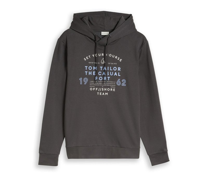 Tom Tailor Hoodie Sweatshirt - Herren - Gr. XXL - grau/print