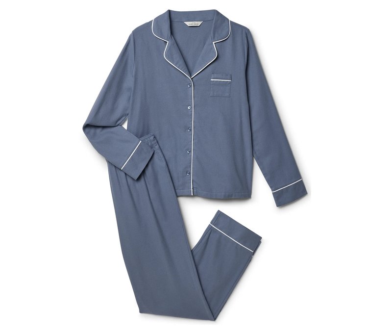 Tchibo - Flanell-Pyjama-Set - Damen - Gr. 42 - blau
