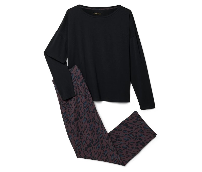 Tchibo - Pyjama-Set - Damen - Gr. L - schwarz/print