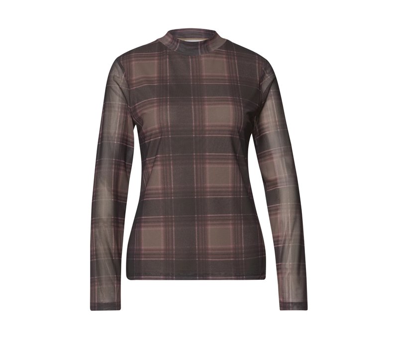Street One Mesh-Shirt - Damen - Gr. 38 - braun/kariert