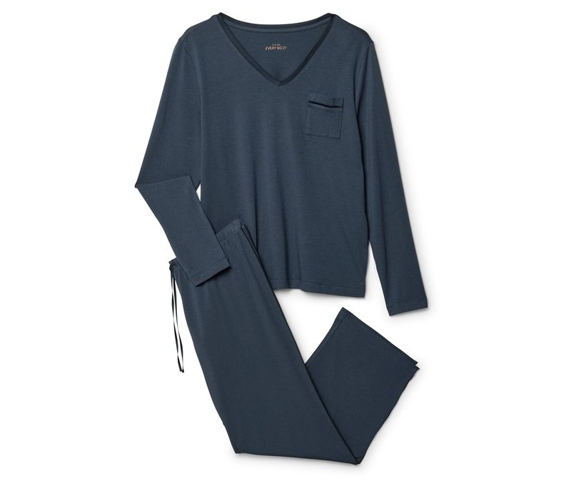 Tchibo - Pyjama-Set mit Satin - Damen - Gr. M - blau