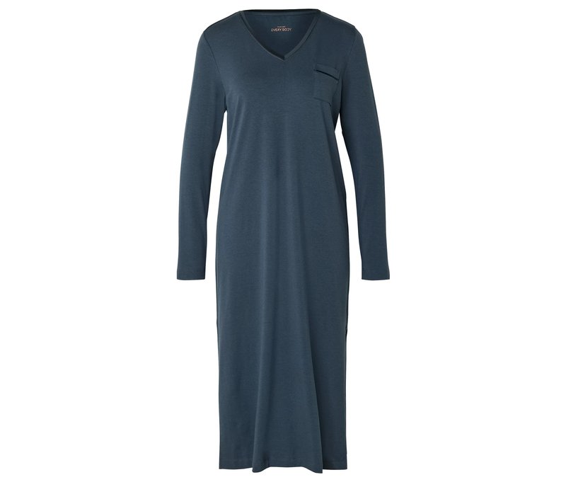 Tchibo - Nachthemd mit Satin - Damen - Gr. XL - blau