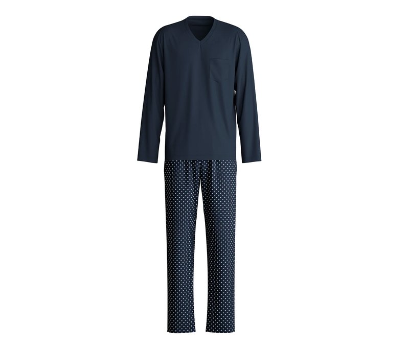 Calida Pyjama »Relax Streamline« - Herren - Gr. XXL - blau/print