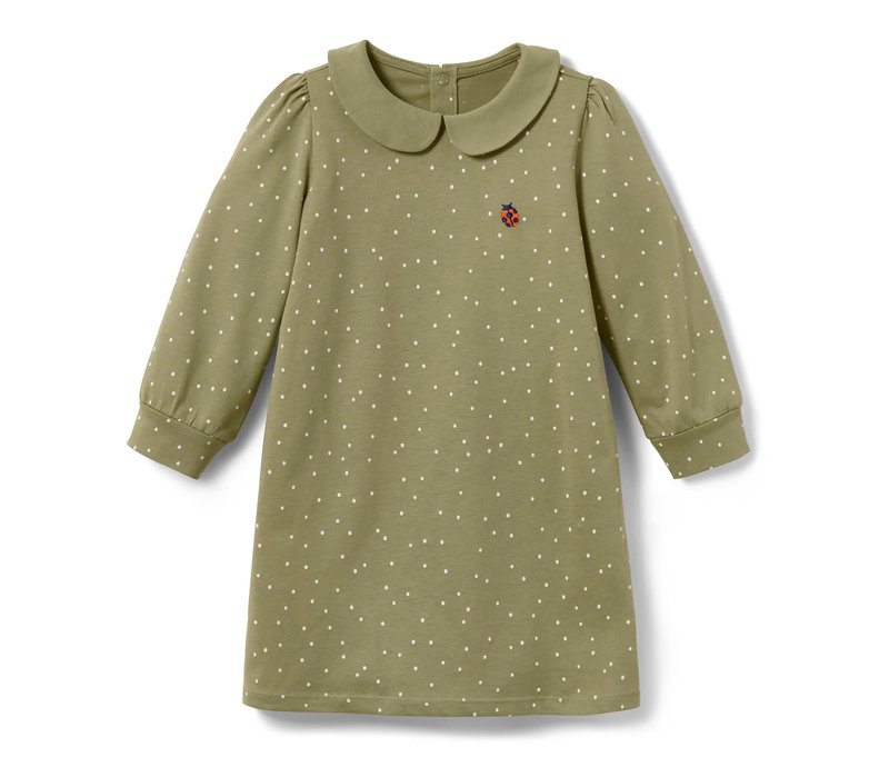 Tchibo - Kleinkinder-Jerseykleid - Mädchen - Gr. 98/104 - olivgrün/gepunktet