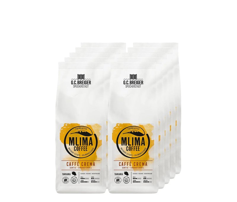 G. C. Breiger - Mlima Coffee - Caffè Crema - 10x 500 g Ganze Bohne - Intensität: 3/6