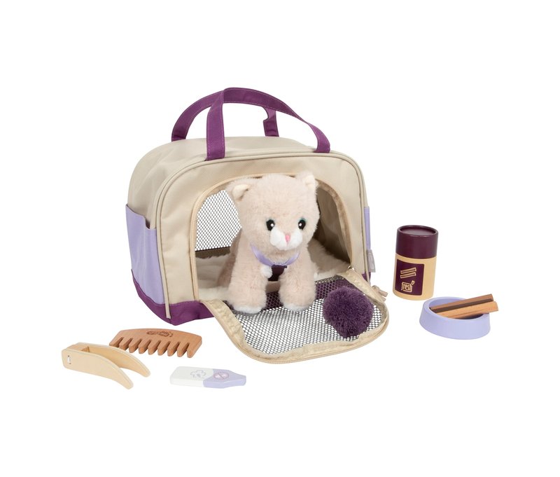 small foot Plüschkatze mit Tasche und Pflege-Set