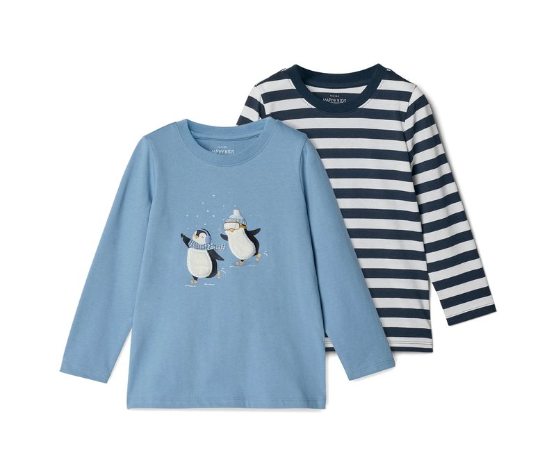 Tchibo - 2 Kinder-Langarmshirts - Jungen - Gr. 98/104 - dunkelblau/print