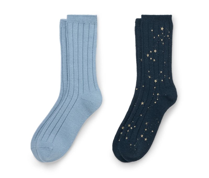 Tchibo - 2 Paar Rippstrick-Socken - Damen - Gr. 35-38 - dunkelblau/print