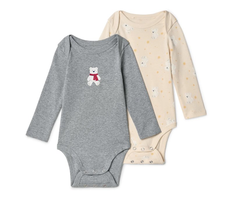 Tchibo - 2 Baby-Bodys mit Mitwachsfunktion - Kinder - Gr. 98/104 - creme