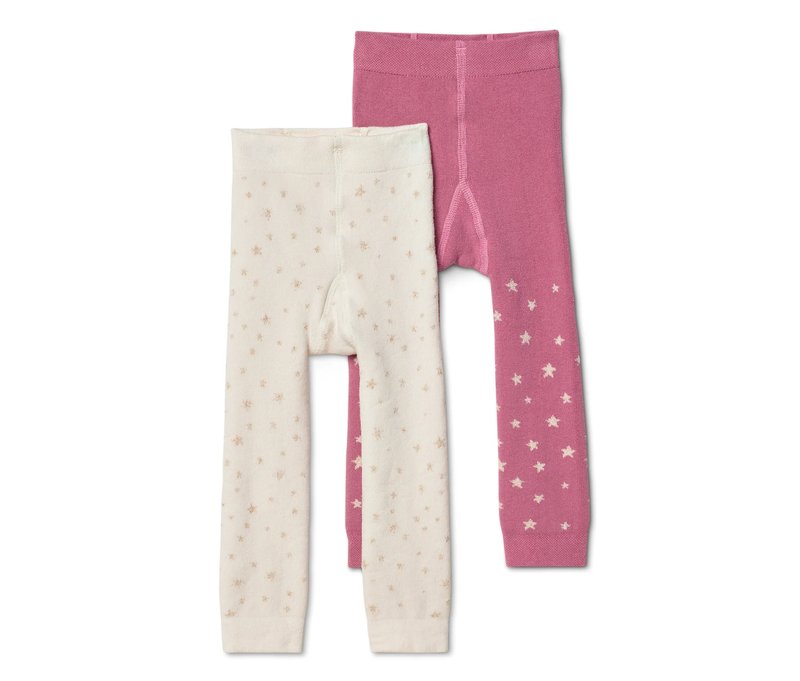 Tchibo - 2 Kinder-Frottee-Strickleggings - Mädchen - Gr. 98/104 - creme/jacquard