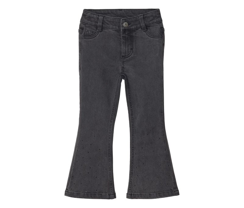 Tchibo - Kinder Flared Jeans mit Strasssteinen – Fit »Emma« - Mädchen - Gr. 134 - grau