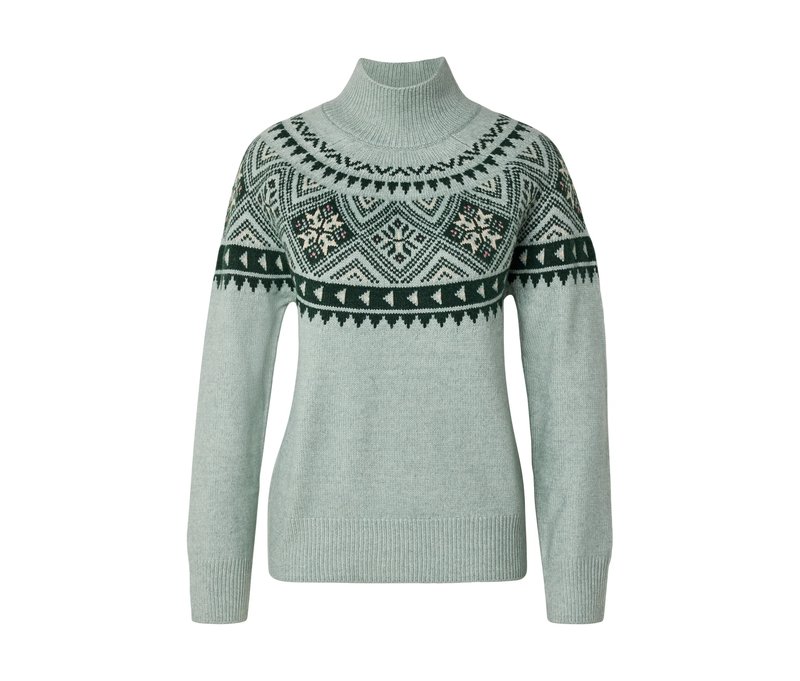 Tchibo - Norweger-Strickpullover - Damen - Gr. M - grün/jacquard