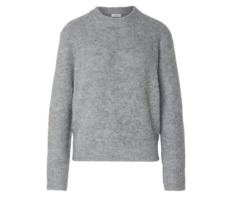 Tchibo - Bouclé-Strickpullover - Damen - Gr. M - grau/jacquard