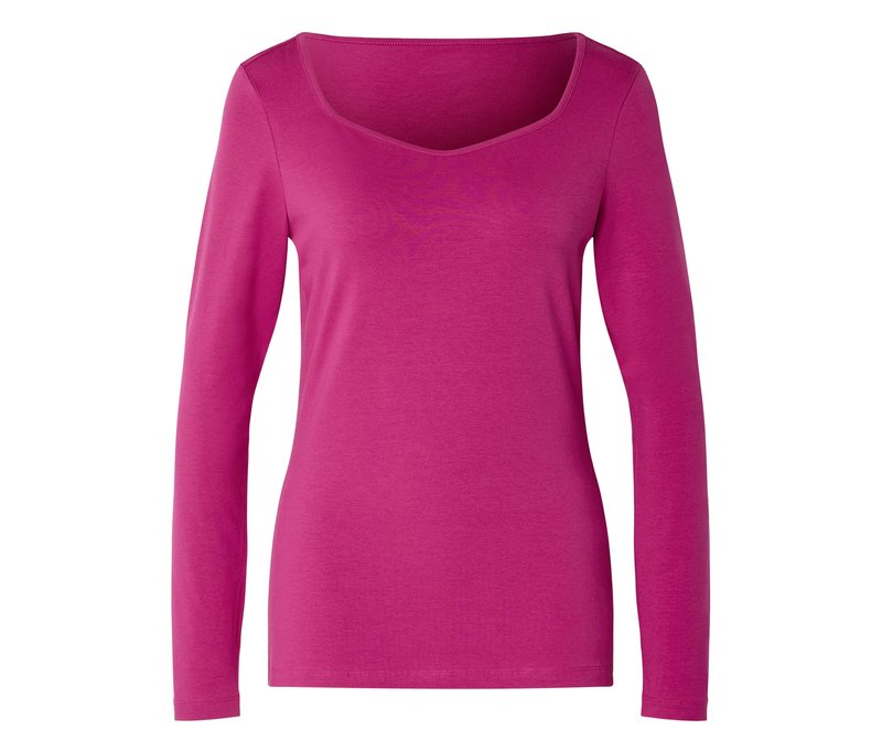 Tchibo - Langarm-Shirt mit Herzausschnitt - Damen - Gr. XL - pink