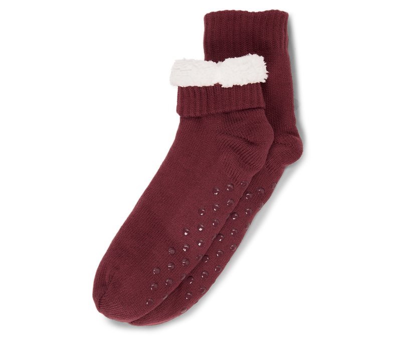 Tchibo - Hausschuh-Socken - Damen - Gr. 42-43 - bordeaux