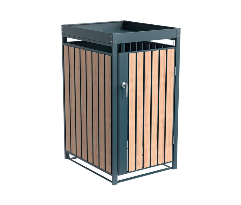 Tchibo - Mülltonnenbox mit Blumenkasten - 68x84x124cm - anthrazit - Stahl