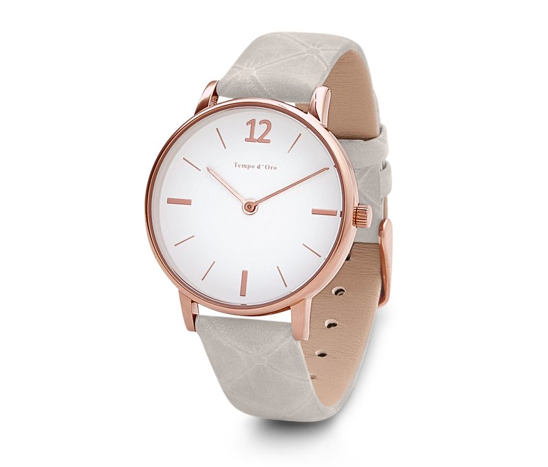 Tchibo - Armbanduhr mit Lederband - grau