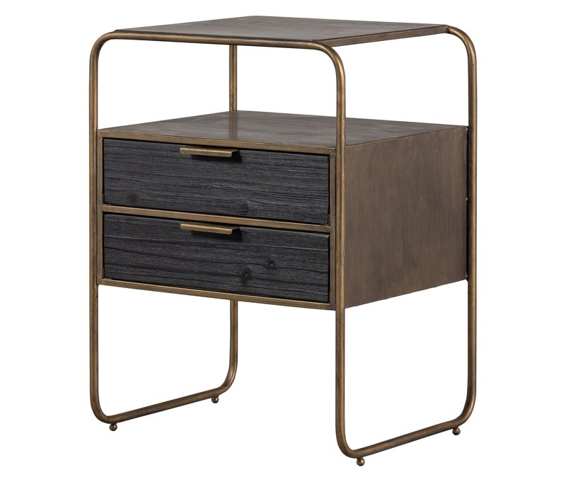 Tchibo - Woood Nachttisch »Polite« - 45x38x62cm - schwarz - Metall / Messing / Holz