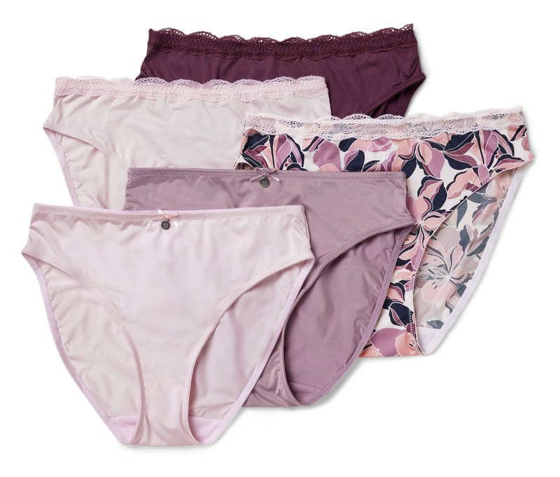 Tchibo - 5 Slips - Damen - Gr. M - dunkellila