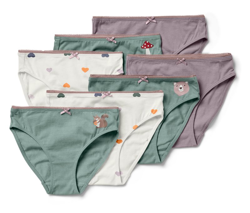 Tchibo - 7 Kinder-Slips - Mädchen - Gr. 122/128 - rosa/print