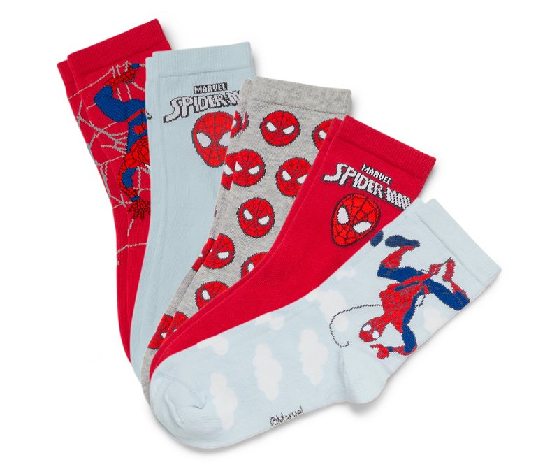 Tchibo - 5 Paar Kinder-Socken »Spider-Man« - Herren - Gr. 31-34 - hellblau/jacquard