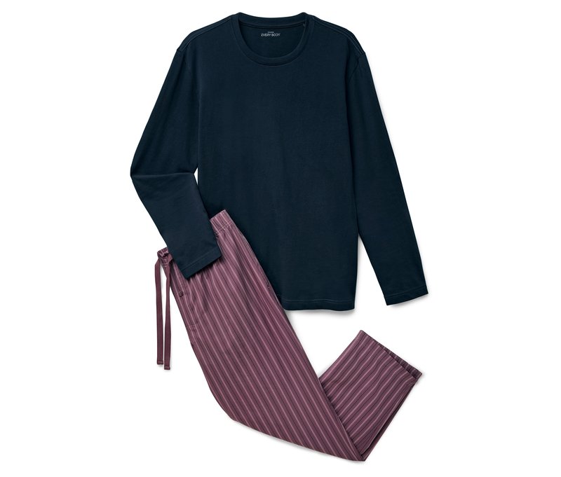 Tchibo - Pyjama-Set mit gewebter Hose - Herren - Gr. S - dunkelblau/gestreift